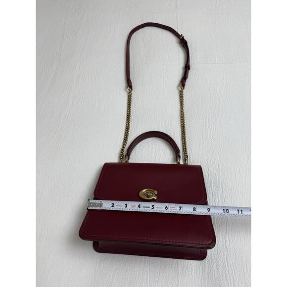 Coach Parker Top Handle Bag, Maroon Red Leather, Crossbody Bag, Satchel - Picture 8 of 11